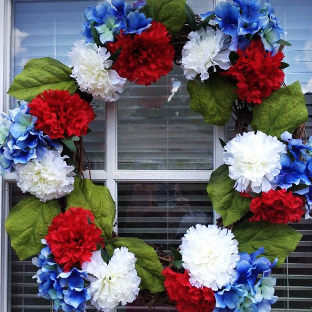 his red, white and blue summer floral wreath Ann Taylor Creation and Designs