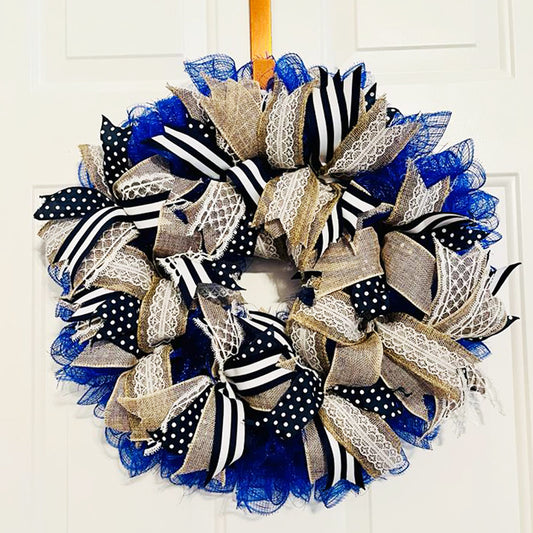 Blue Ribbon Wreath