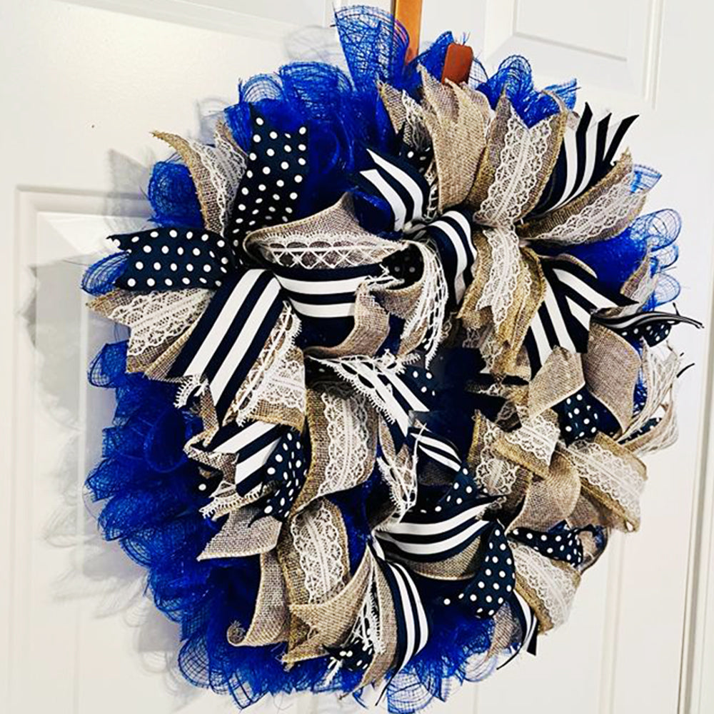 Blue Ribbon Wreath