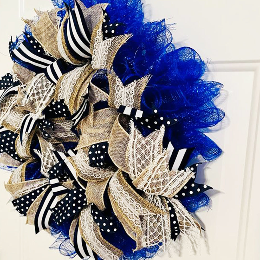 Blue Ribbon Wreath