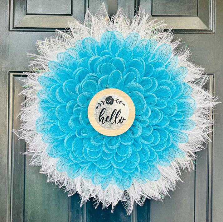 Blue and White Flower Wreath Ann Taylor Creation and Designs