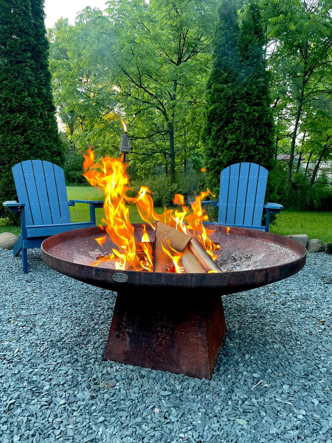 42 Inch Steel - Heavy Duty - Outdoor Backyard Patio Fire Pit - Park - Forest