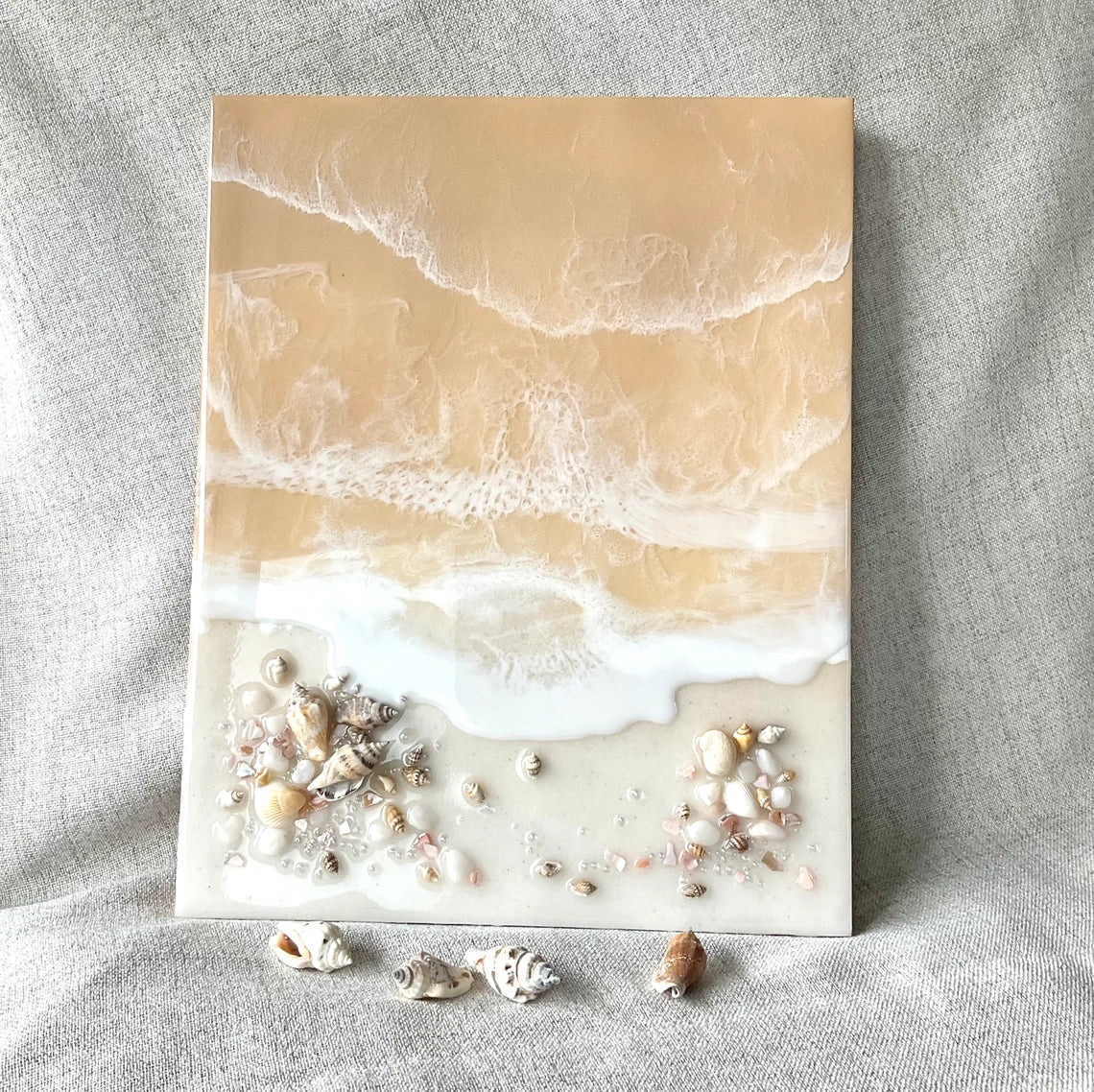 Sandy Ocean Shores & Shells Resin Wall Art - Ann Taylor Creation and Designs