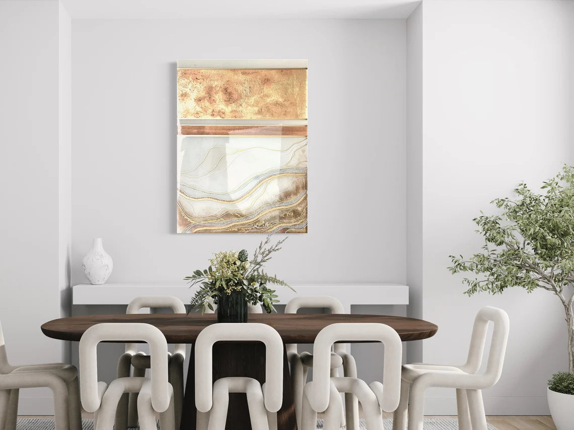 Resin White Ocean and Golden Sands Wall Art - Ann Taylor Creation and Designs