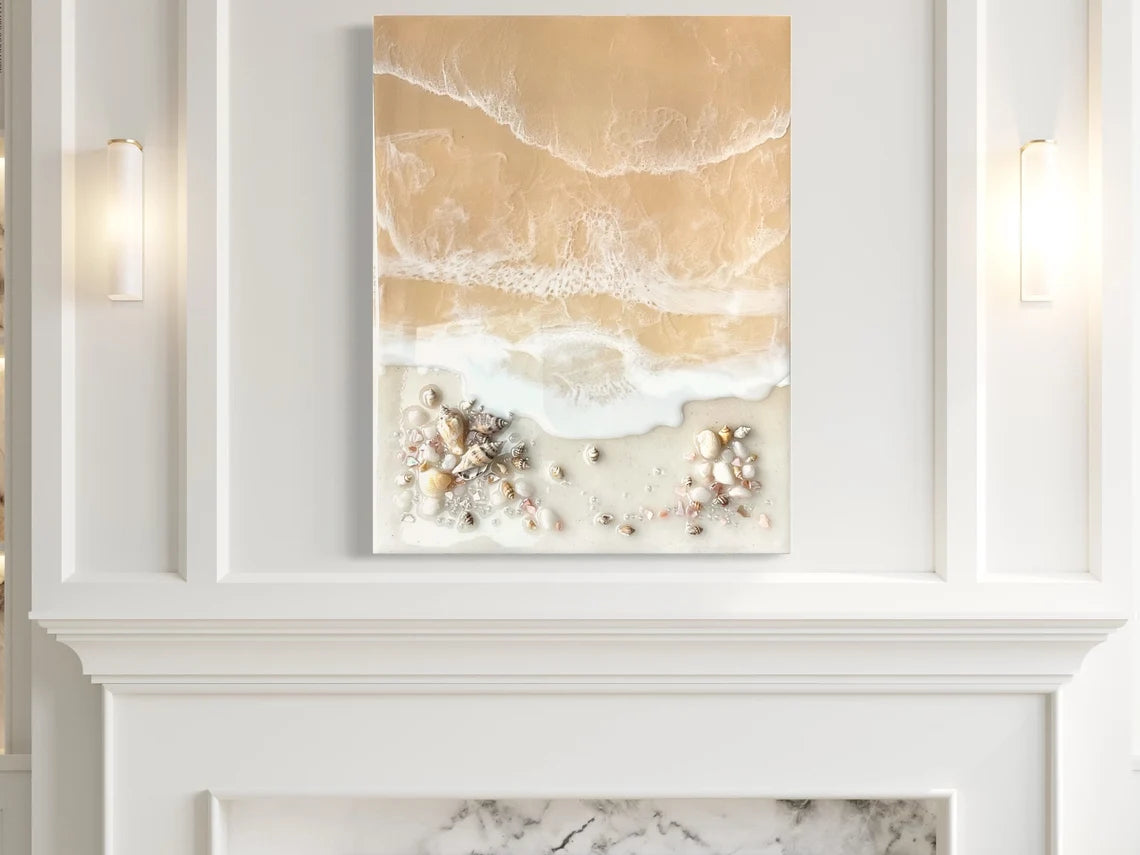 Sandy Ocean Shores & Shells Resin Wall Art - Ann Taylor Creation and Designs