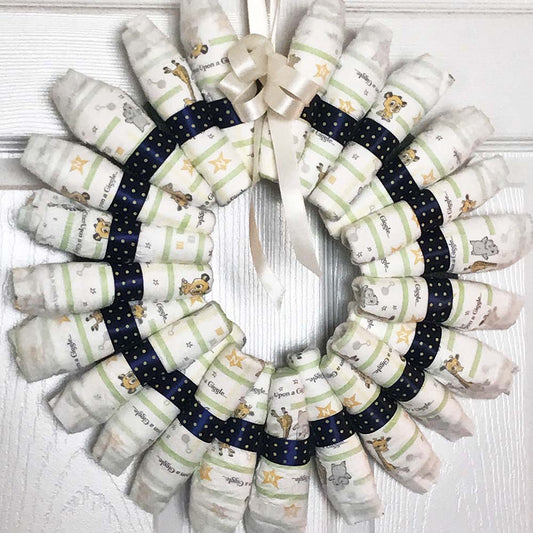 Ann Taylor Creation and Designs Navy Ribbon Diaper Wreath