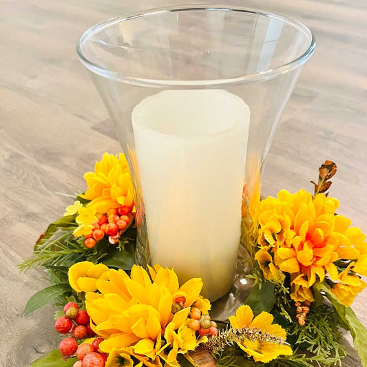 Yellow Floral Candleholder