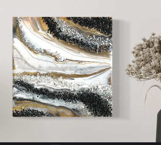 Black Gold And Silver Resin Wall Art