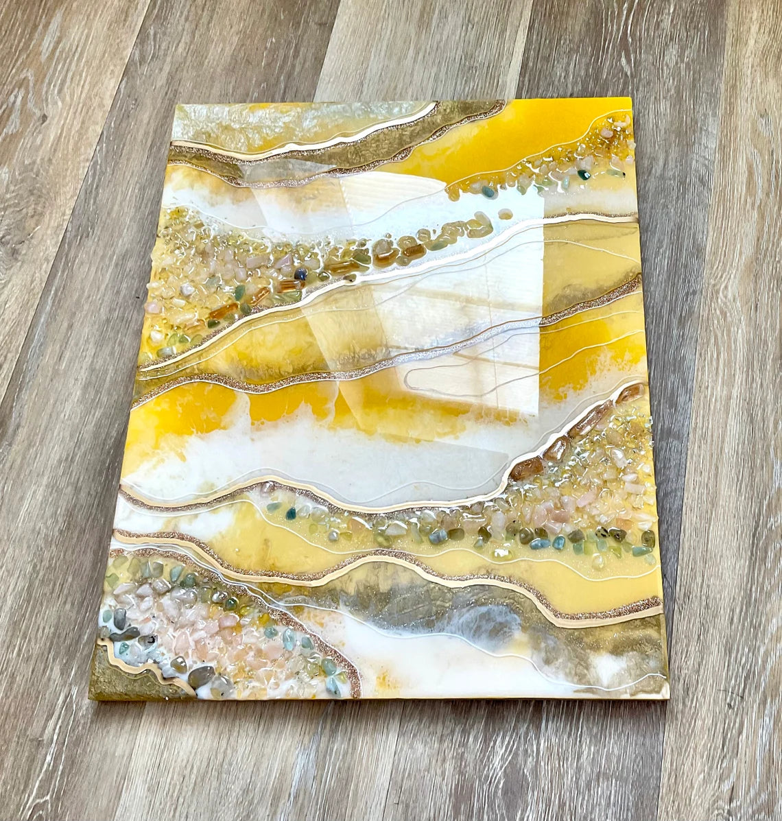 Gold White And Brass Resin Wall Art